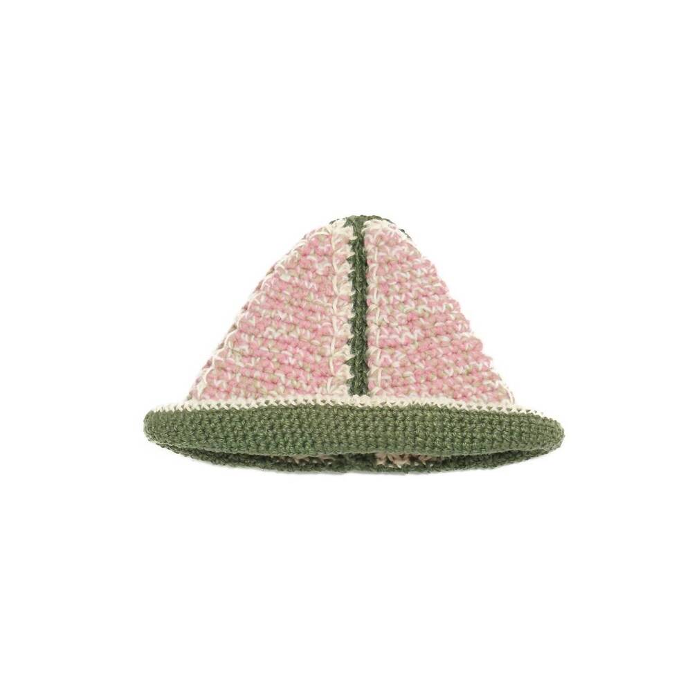 NEW NICHOLAS DALEY hand-crocheted bucket hats in cream/pink/green